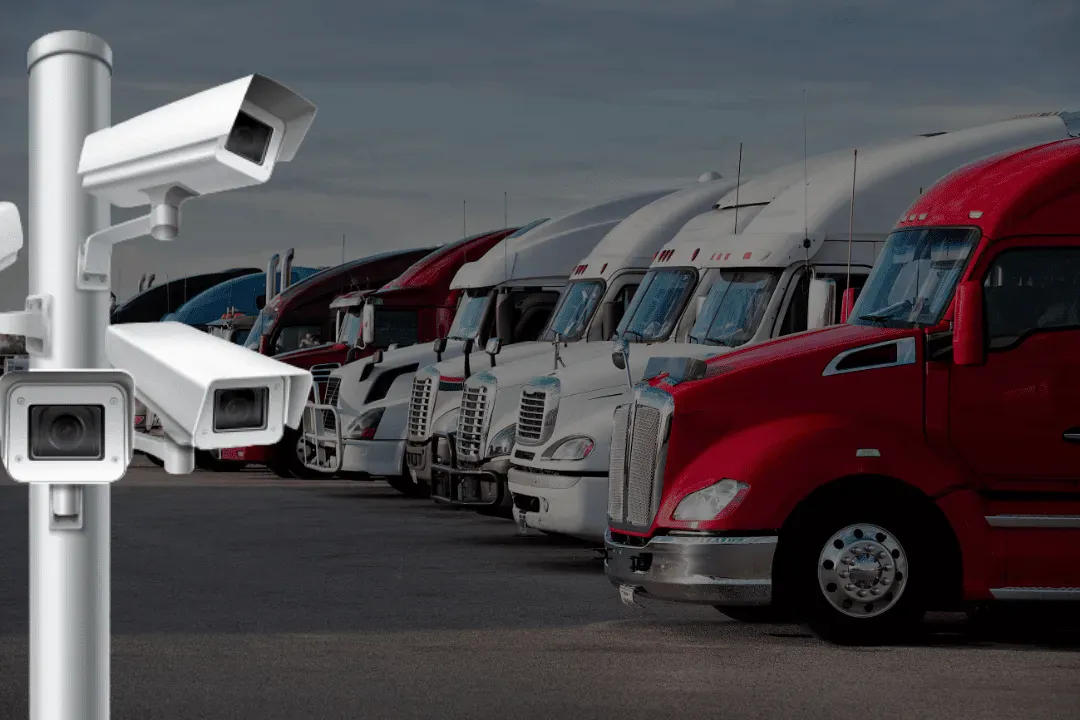 Truck yard with camera surveillance
